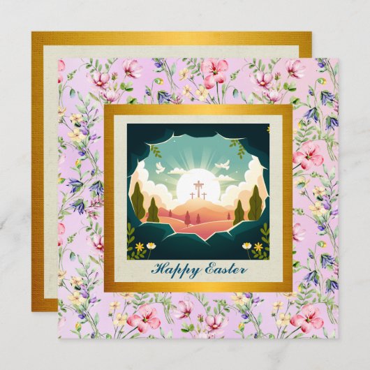 Hij is verrezen en viering van Pasen Kaart (Voorkant / Achterkant)