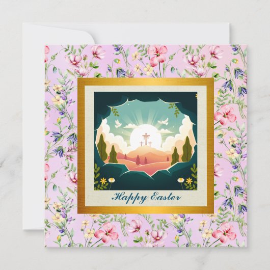 Hij is verrezen en viering van Pasen Kaart (Voorkant)