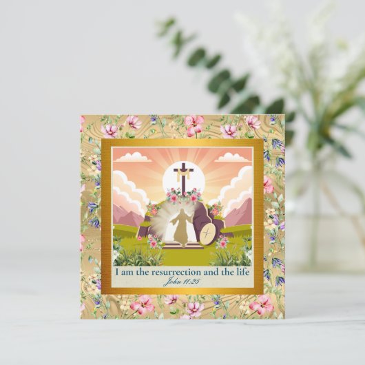 Hij is verrezen en viering van Pasen Kaart (Staand voorkant)