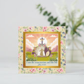 Hij is verrezen en viering van Pasen Kaart (Staand voorkant)