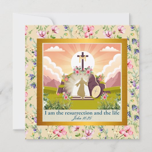 Hij is verrezen en viering van Pasen Kaart (Voorkant)