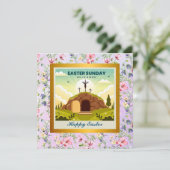 Hij is verrezen en viering van Pasen Kaart (Staand voorkant)