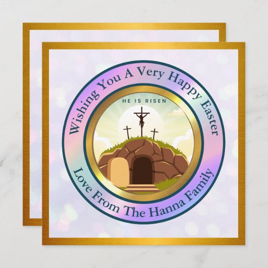 Hij is verrezen en viering van Pasen Kaart (Voorkant / Achterkant)