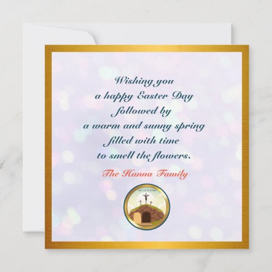 Hij is verrezen en viering van Pasen Kaart (Achterkant)