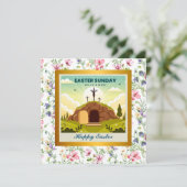 Hij is verrezen en viering van Pasen Kaart (Staand voorkant)