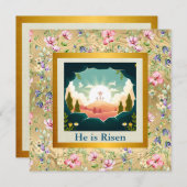 Hij is verrezen en viering van Pasen Kaart (Voorkant / Achterkant)