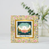 Hij is verrezen en viering van Pasen Kaart (Staand voorkant)