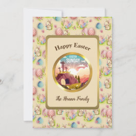 Hij is verrezen en viering van Pasen Kaart