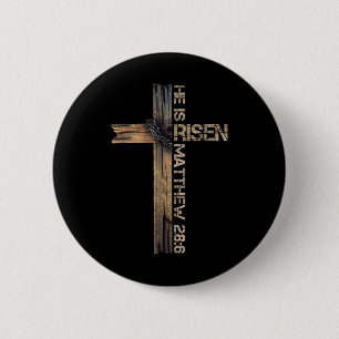 Hij is verrezen in het Christelijke geloof Ronde Button 5,7 Cm