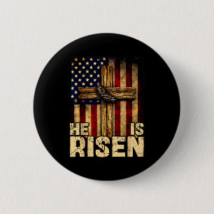 Hij is verrezen jesus christelijke god religieuze ronde button 5,7 cm
