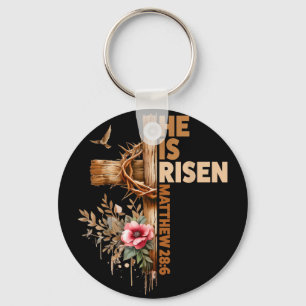 Hij is verrezen jesus christelijke religieuze paas sleutelhanger