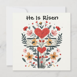 Hij is verrezen Jesus Cross Wenskaart, Paasdag Feestdagenkaart