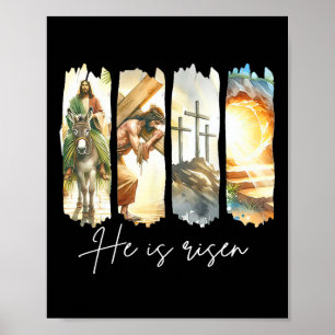 Hij is verrezen Jezus Christelijk Gelukkig Paasvro Poster