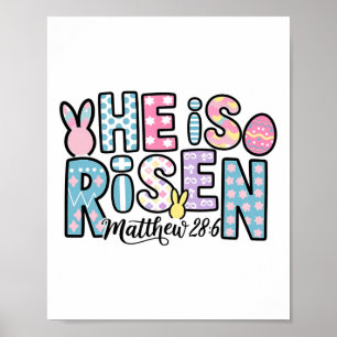 Hij is verrezen Jezus Christelijk Gelukkig Paasvro Poster
