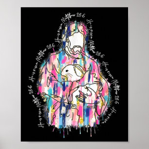 Hij is verrezen Jezus Christelijk Gelukkig Paasvro Poster