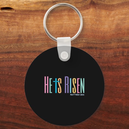 Hij is verrezen Jezus Christelijk Gelukkig Paasvro Sleutelhanger (Voorkant)