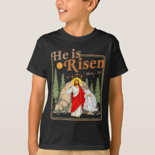 Hij is verrezen Jezus christelijk gelukkig pasen v T-shirt