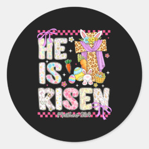 Hij is verrezen Jezus christelijk gelukkige pasen Ronde Sticker