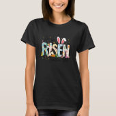 Hij is verrezen Jezus Christelijk Happy Easter Wom T-shirt (Voorkant)