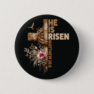 Hij is verrezen Jezus christelijk religieus Pasen Ronde Button 5,7 Cm