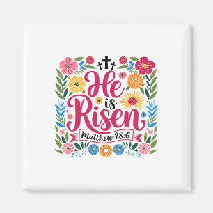 Hij is verrezen Jezus Christelijke vrolijke Paasbi Magneet