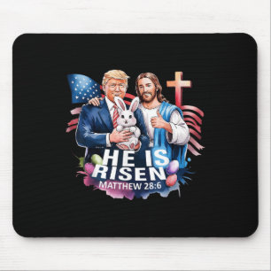 Hij is verrezen Jezus Grappig Trump Amerikaanse vl Muismat