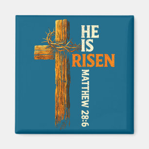Hij is verrezen kruis jesus religieus christelijk magneet