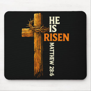 Hij is verrezen kruis jesus religieus christelijk muismat