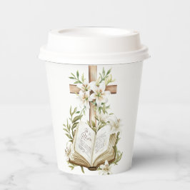 Hij is verrezen | Kruis met de Bijbel Papieren Bekers