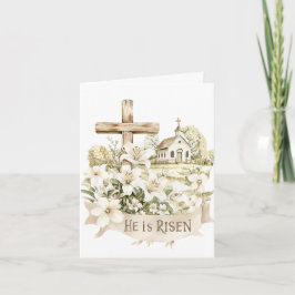 Hij is verrezen | Kruis met de Paaskerk Kaart