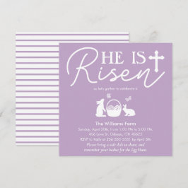 Hij is verrezen Lavendel Nevel Paasuitnodiging Kaart
