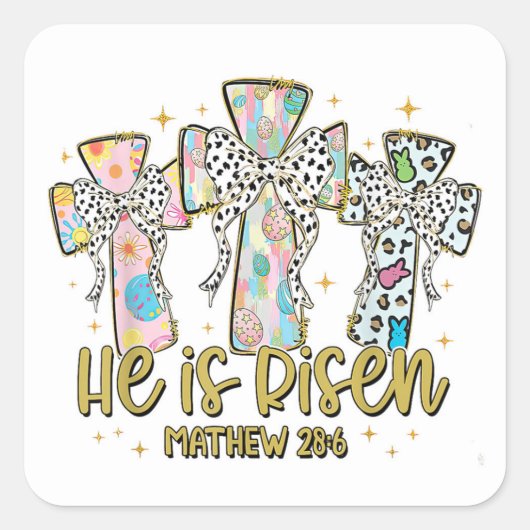 "Hij is verrezen - Matteüs 28:6 Sticker (Voorkant)