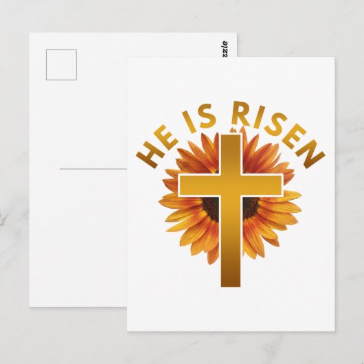 Hij is verrezen Mattheüs 28:6 Pasen Zonnebloem Briefkaart (Voorkant / Achterkant)