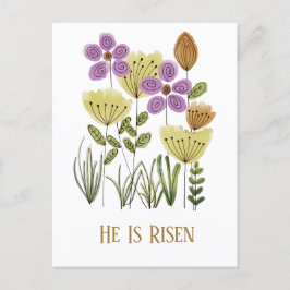 Hij is verrezen met het Paasbloemige Briefkaart