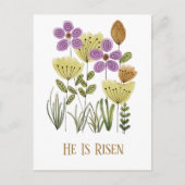 Hij is verrezen met het Paasbloemige Briefkaart (Voorkant)