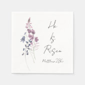 Hij is verrezen Paarse Floral Script Religious Eas Servet (Voorkant)