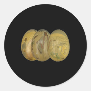 Hij is verrezen paaseieren Jezus Christus Familie  Ronde Sticker