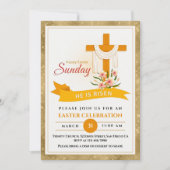 Hij is verrezen Paaskruis, bloemen, elegante Pasen Aankondiging (Voorkant)