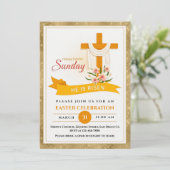 Hij is verrezen Paaskruis, bloemen, elegante Pasen Aankondiging (Staand voorkant)