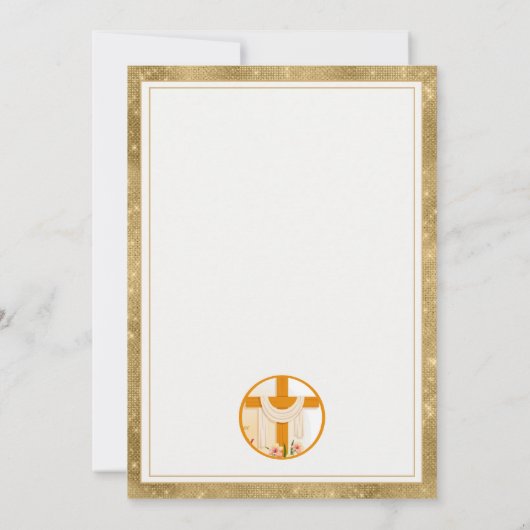 Hij is verrezen Paaskruis, bloemen, elegante Pasen Aankondiging (Achterkant)