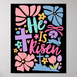 Hij is verrezen Paaskruis Coquette Jesus Christeli Poster