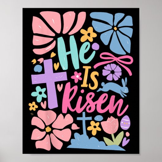 Hij is verrezen Paaskruis Coquette Jesus Christeli Poster (Voorkant)