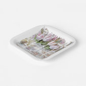 Hij is verrezen paastulpenkruis Christelijke Vinta Papieren Bordje (Gebogen)