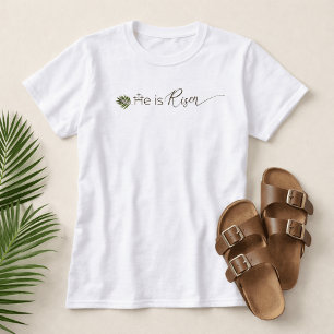 Hij is verrezen Palmblad  3 Kruisen Minimalistisch T-shirt