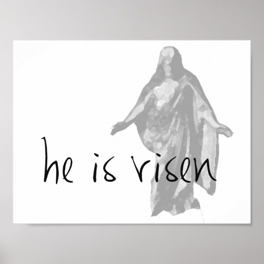 hij is verrezen pasen lds modern zwart wit poster (Voorkant)
