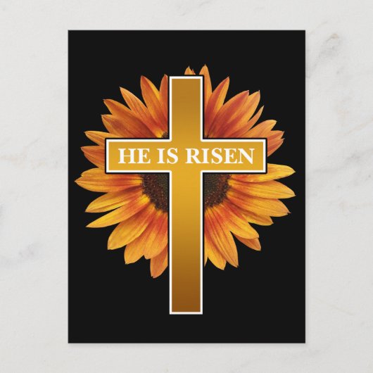 HIJ IS VERREZEN PASEN VIERING KRUIS BRIEFKAART (Voorkant)