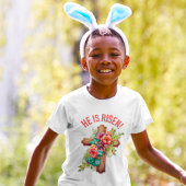 Hij is verrezen Pasen Waterverf Bloemenkruis T-shirt