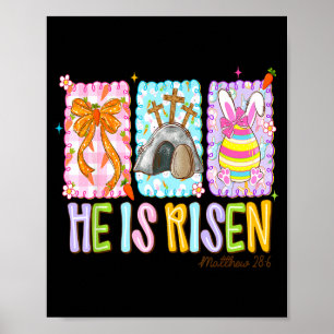 Hij is verrezen preppy pasen christelijk jesus gel poster