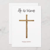 Hij is verrezen, Prettig Pasen gewenst aan vriende Feestdagenkaart (Voorkant / Achterkant)