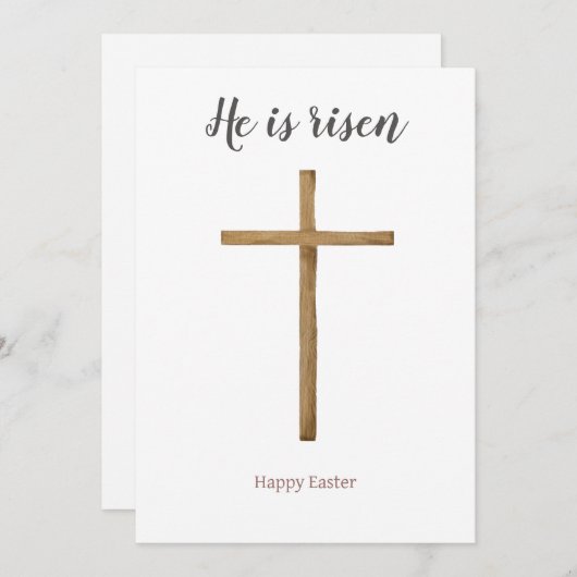 Hij is verrezen, Prettig Pasen gewenst aan vriende Feestdagenkaart (Voorkant / Achterkant)